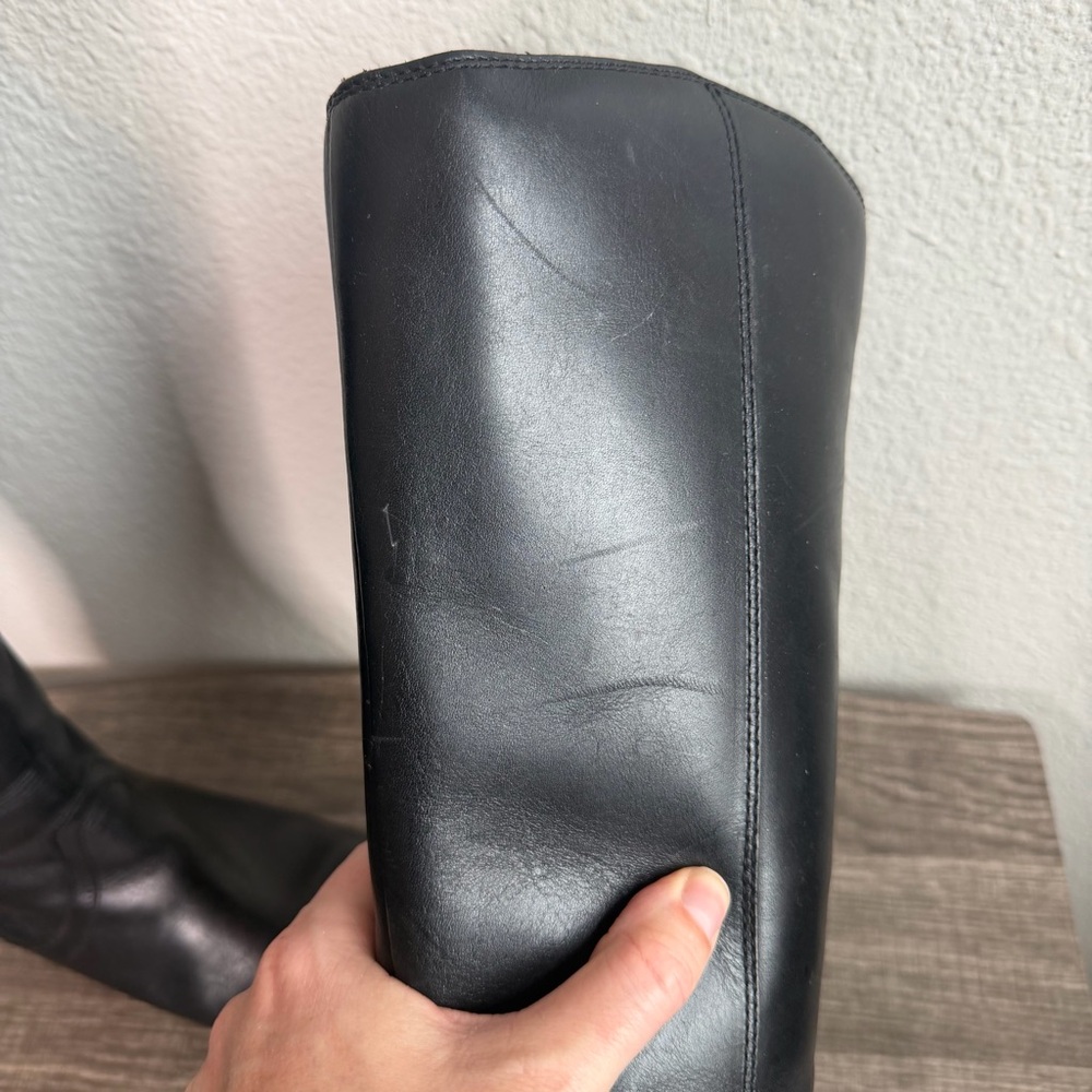 UGG Seldon Black Leather Riding Boots Women’s Size 8.5 - Picture 5 of 8